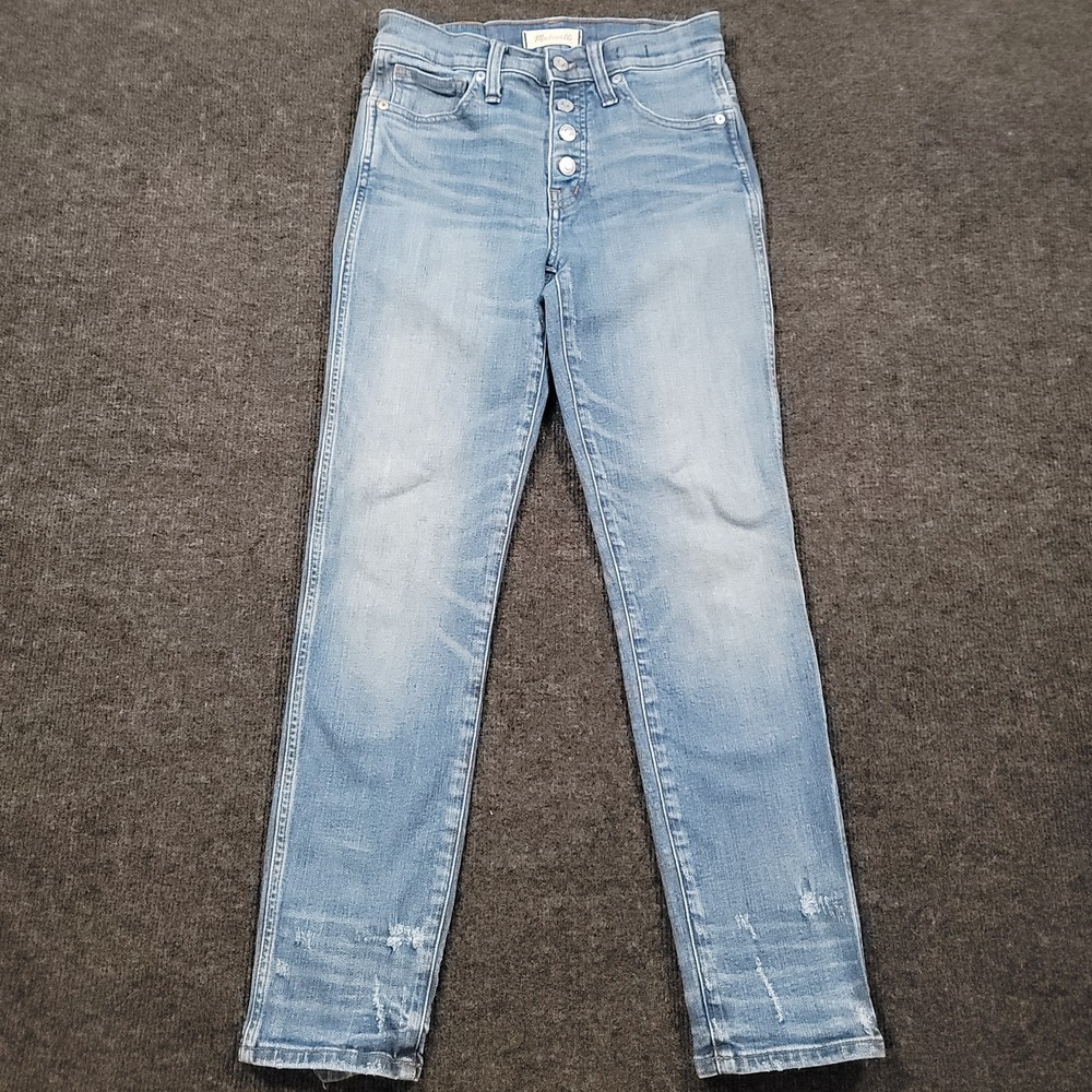 Madewell Women Slim Straight Jeans 28 Distressed Button Front - Picture 2 of 14